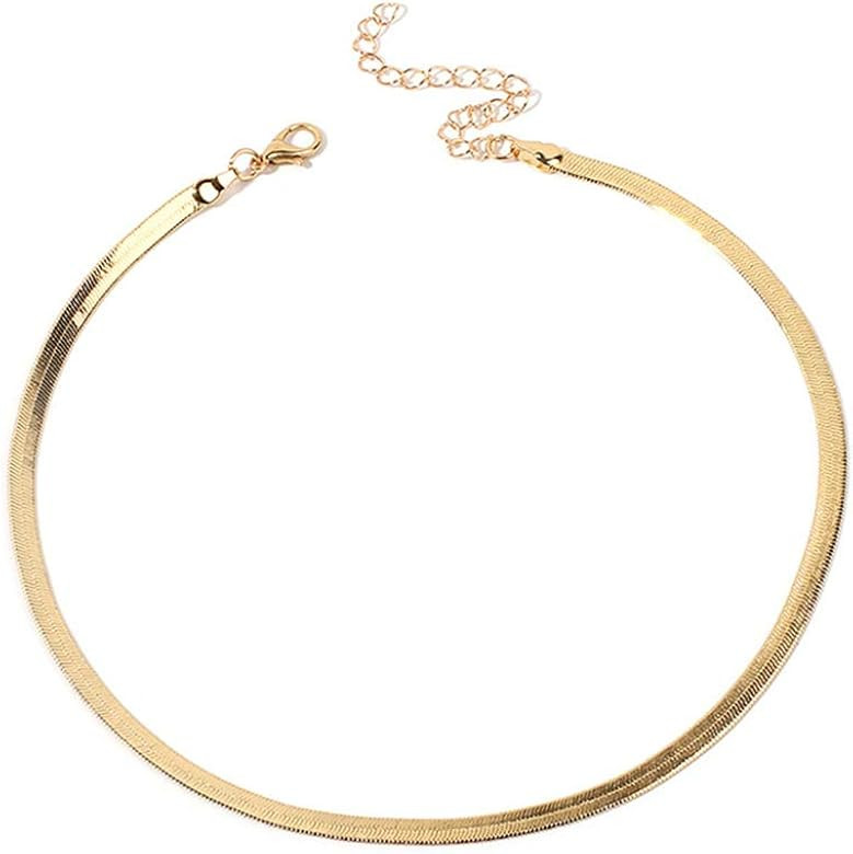 Simple Fashion Shiny Metal Snake Chain Choker Adjustable Necklace for Men Women Boys and Girls | Amazon (US)