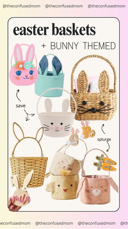 Easter baskets + bunny themed! felt Easter baskets with bunny ears, woven bunny Easter baskets, carrot name tags, bunny basket name tags. Personalized tags for Easter baskets

#LTKfamily #LTKSeasonal #LTKkids