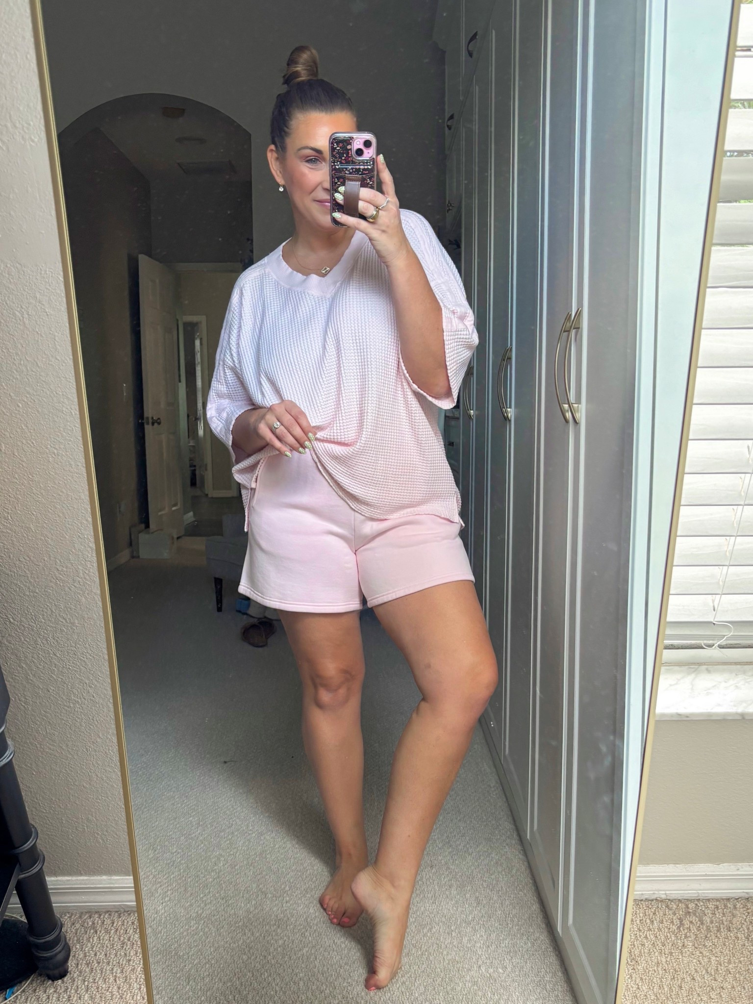 Spring lounge set I’m wearing this weekend! Waffle top is SO comfy and shorts are super soft 🩷

TTS- medium 

#LTKgrwm #LTKSpringSale #LTKootd