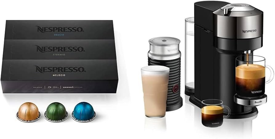 Nespresso Vertuo Next Deluxe Coffee and Espresso Maker, Pure Chrome with Aeroccino Milk Frother C... | Amazon (US)
