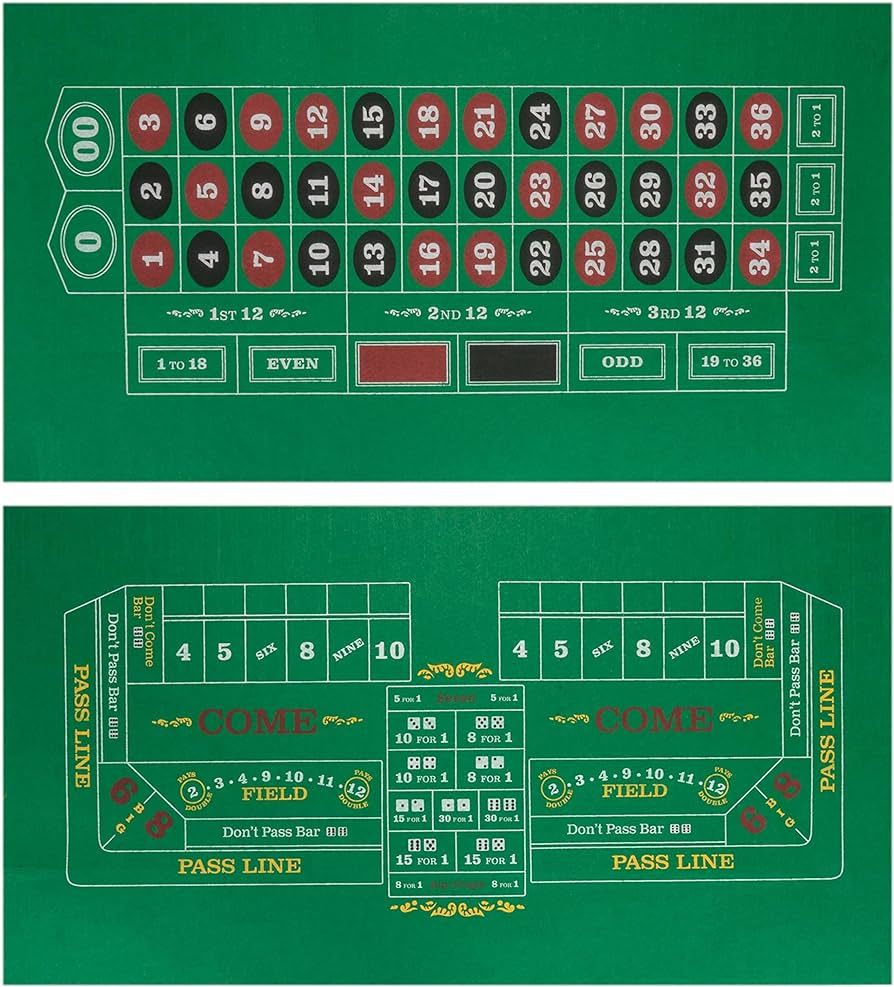 Double-Sided Craps Table & Roulette Casino Felt | Convenient, Space-Saving 36" x 18" Roll-up Casi... | Amazon (US)