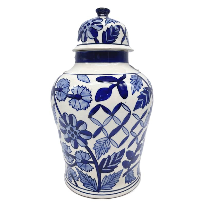 Blue Floral Ginger Jar, 13.5" | At Home