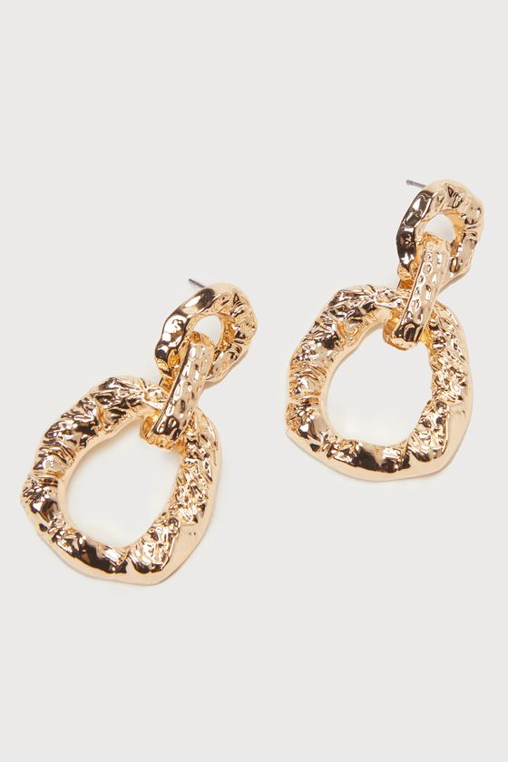 Chic Recognition Gold Textured Door Knocker Earrings | Lulus