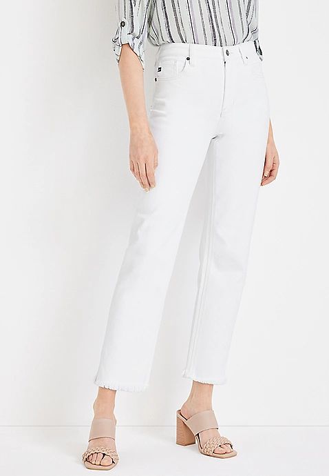 KanCan™ Ankle Straight High Rise White Jean | Maurices