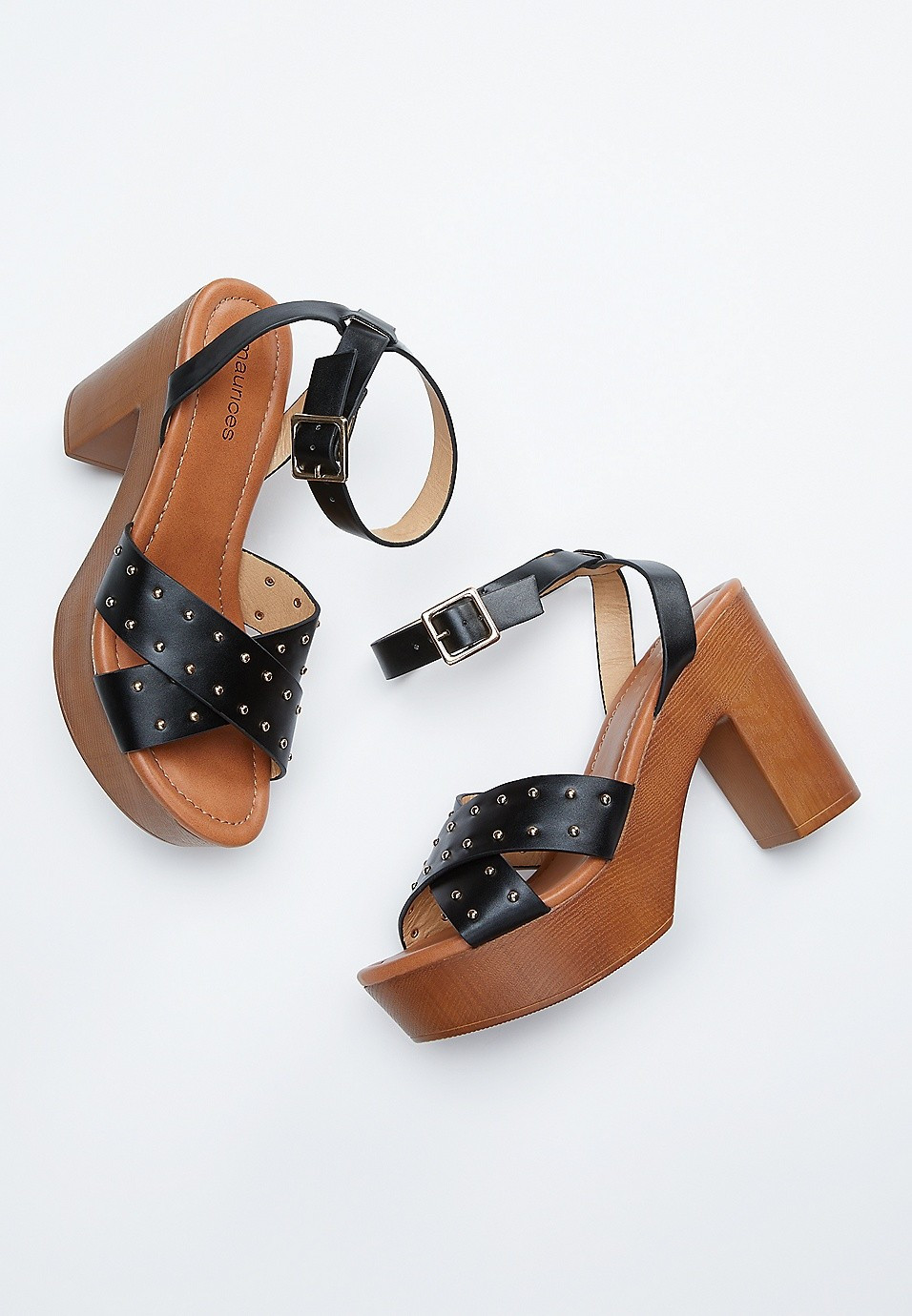 Presley Black Studded Block Heel | Maurices