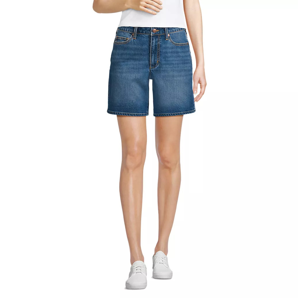 Women's Soft Denim Mid Rise 7" Jean Shorts | Lands' End (US)