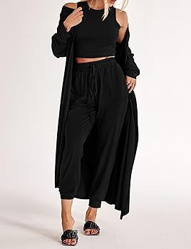 Amazon.com: KIRUNDO 3 Piece Lounge Sets for Women Airport Travel Vacation Outfits Spring Cardigan... | Amazon (US)