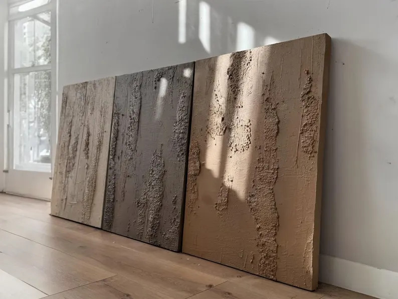 Neutral Textured Wall Art \u2013 Handmade Plaster Abstract Canvas in Beige, Terracotta and Brown ... | Etsy (Global)