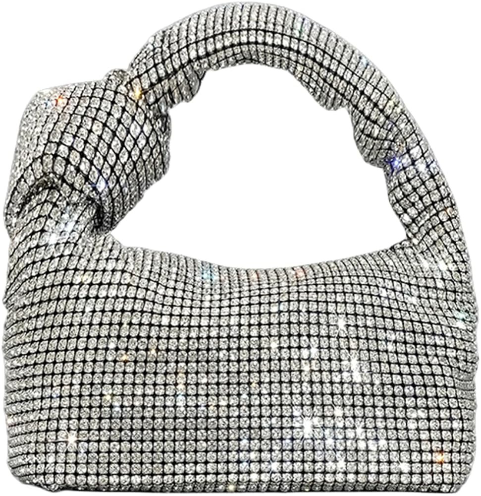 UMREN Bling Full Glitter Knotted Handbag for Women Crystal Rhinestone Hobo Dumpling Bag Diamond E... | Amazon (US)