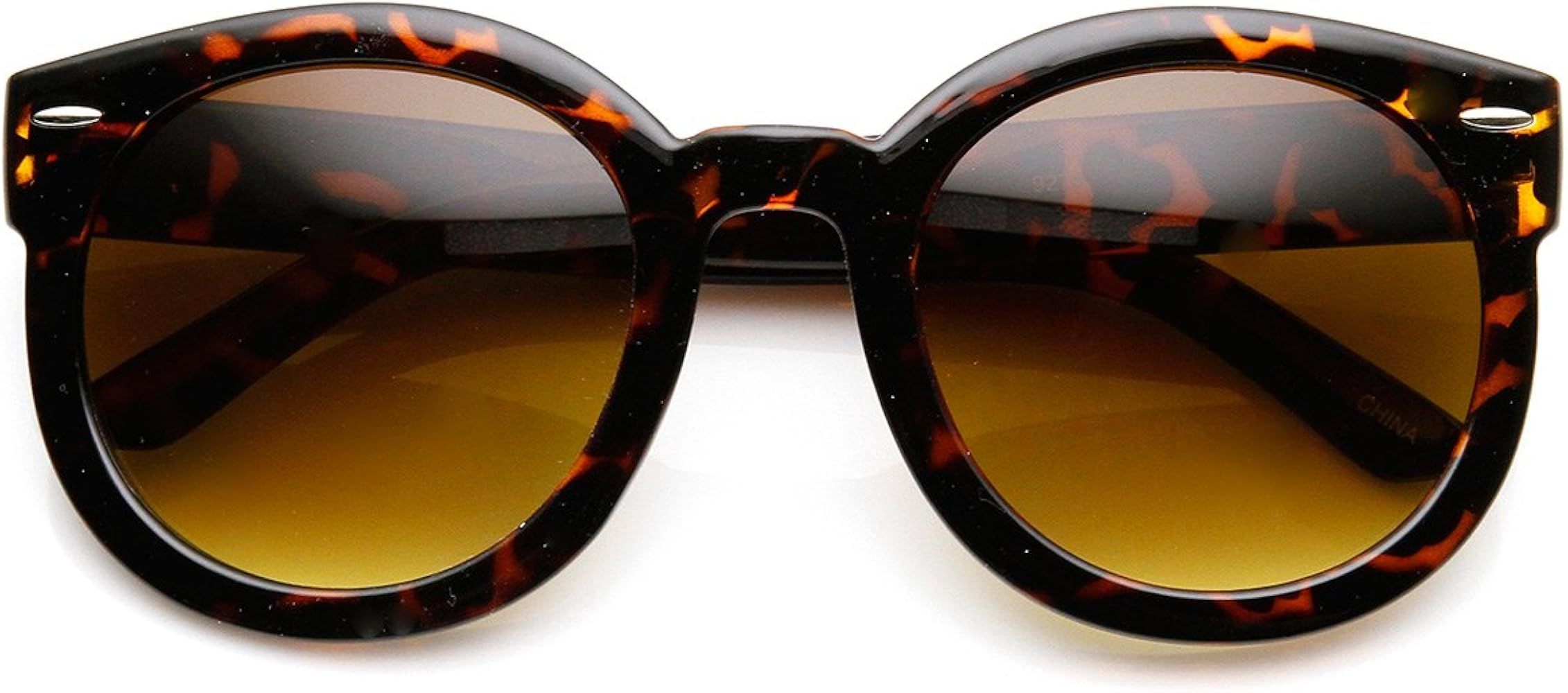 zeroUV - Womens Retro Oversized Round Sunglasses with Colored Mirror and Neutral Lens 53mm | Amazon (US)