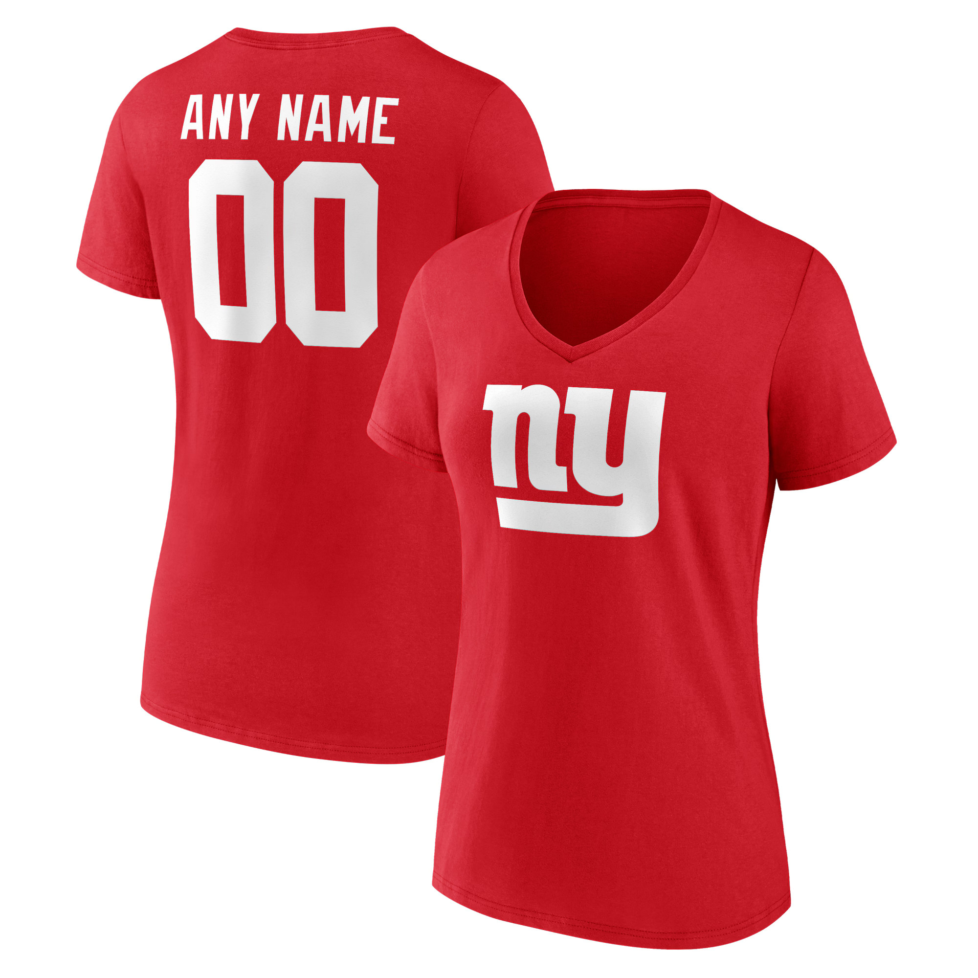 New York Giants Women's Team Authentic Custom V-Neck T-Shirt - Red | Fanatics