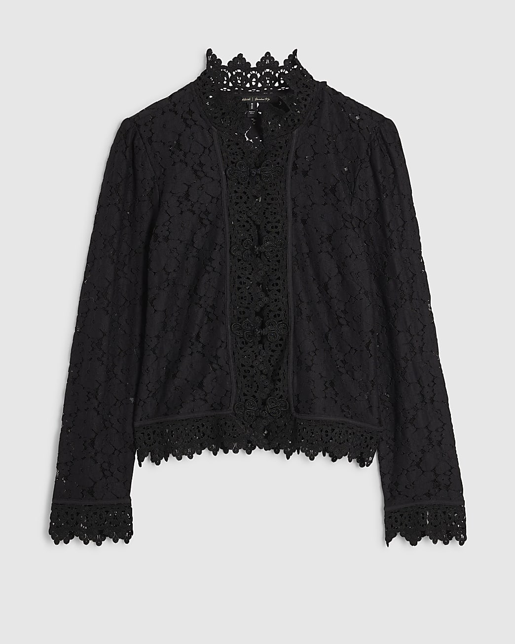Black Lace Detail Drummer Jacket | River Island UK & IE