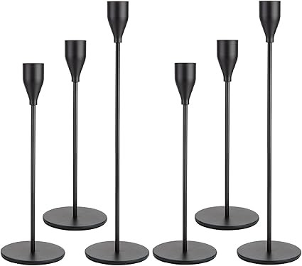 Oatnauxil Matte Black Candle Holders Black Candlestick Holders Metal Candle Holder for Wedding, D... | Amazon (US)