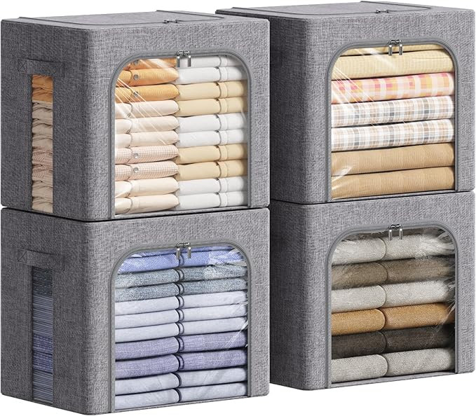 Lifewit Clothes Storage Bins with Metal Frame, Stackable Storage Box, Foldable Clothing Storage B... | Amazon (US)