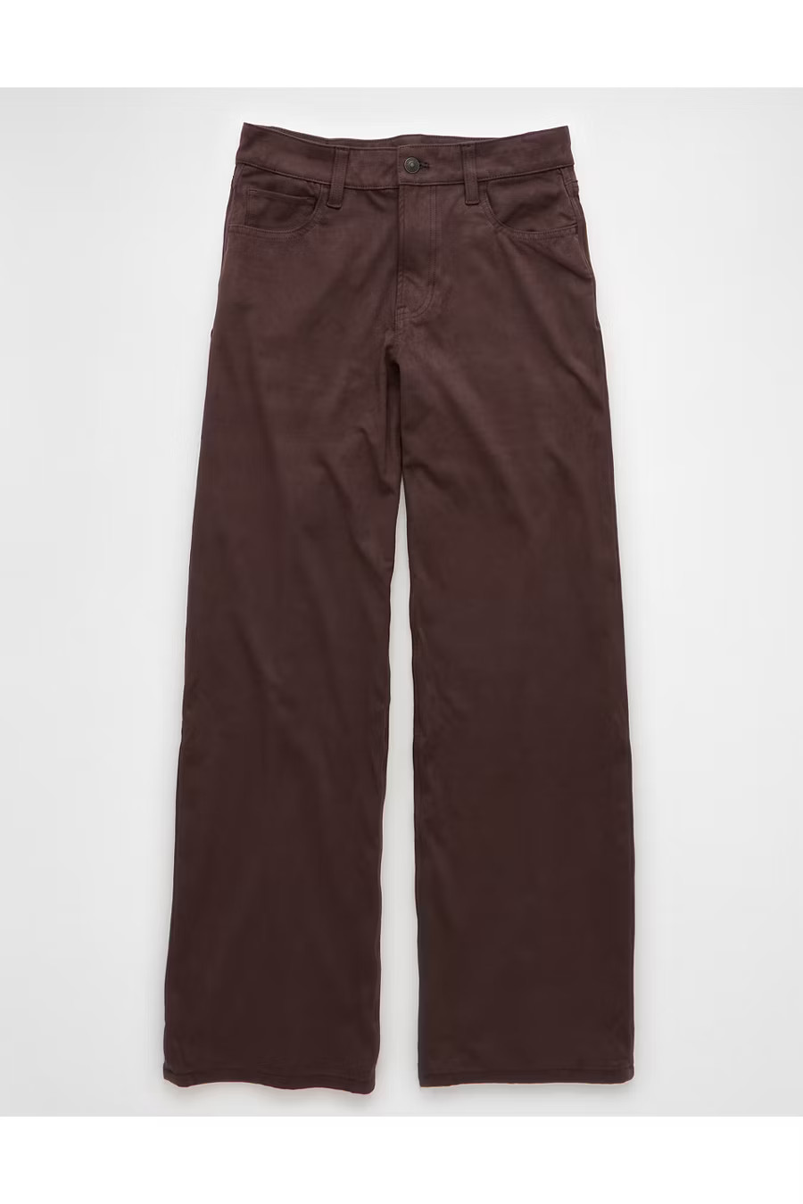 AE Dreamy Drape Sueded High-Waisted Baggy Wide-Leg Pant Women's Chocolate 0 Regular | American Eagle Outfitters (US & CA)