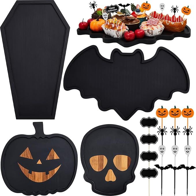 Liliful Halloween Pumpkin Wooden Charcuterie Boards, Bamboo Cheese Board Charcuterie Platter and ... | Amazon (US)