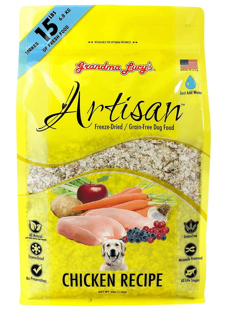 Grandma Lucy's Artisan Dog Food, Grain Free and Freeze-Dried - Artisan Chicken, 3Lb Bag | Amazon (US)