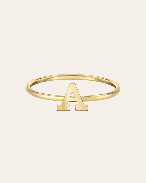 14k Gold Initial Ring | Zoe Lev Jewelry