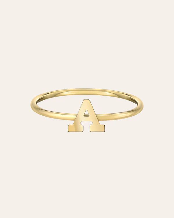 14k Gold Initial Ring | Zoe Lev Jewelry
