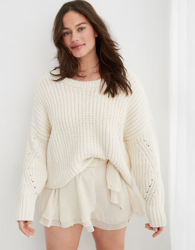 Aerie Wide Rib Crew Sweater | Aerie