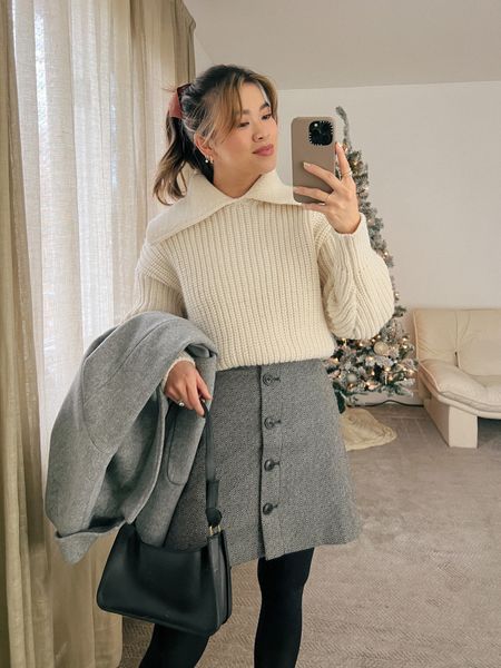 Cream polo sweater layered under a long grey double-breasted coat and Madewell button-front skirt and black heels!

Top: XXS/XS
Bottoms: 00/0
Shoes: 6

#winter
#winteroutfits
#winterfashion
#winterstyle
#holiday
#giftsforher
#abercrombie 
#freepeople 
#madewell


#LTKSeasonal #LTKHoliday #LTKstyletip