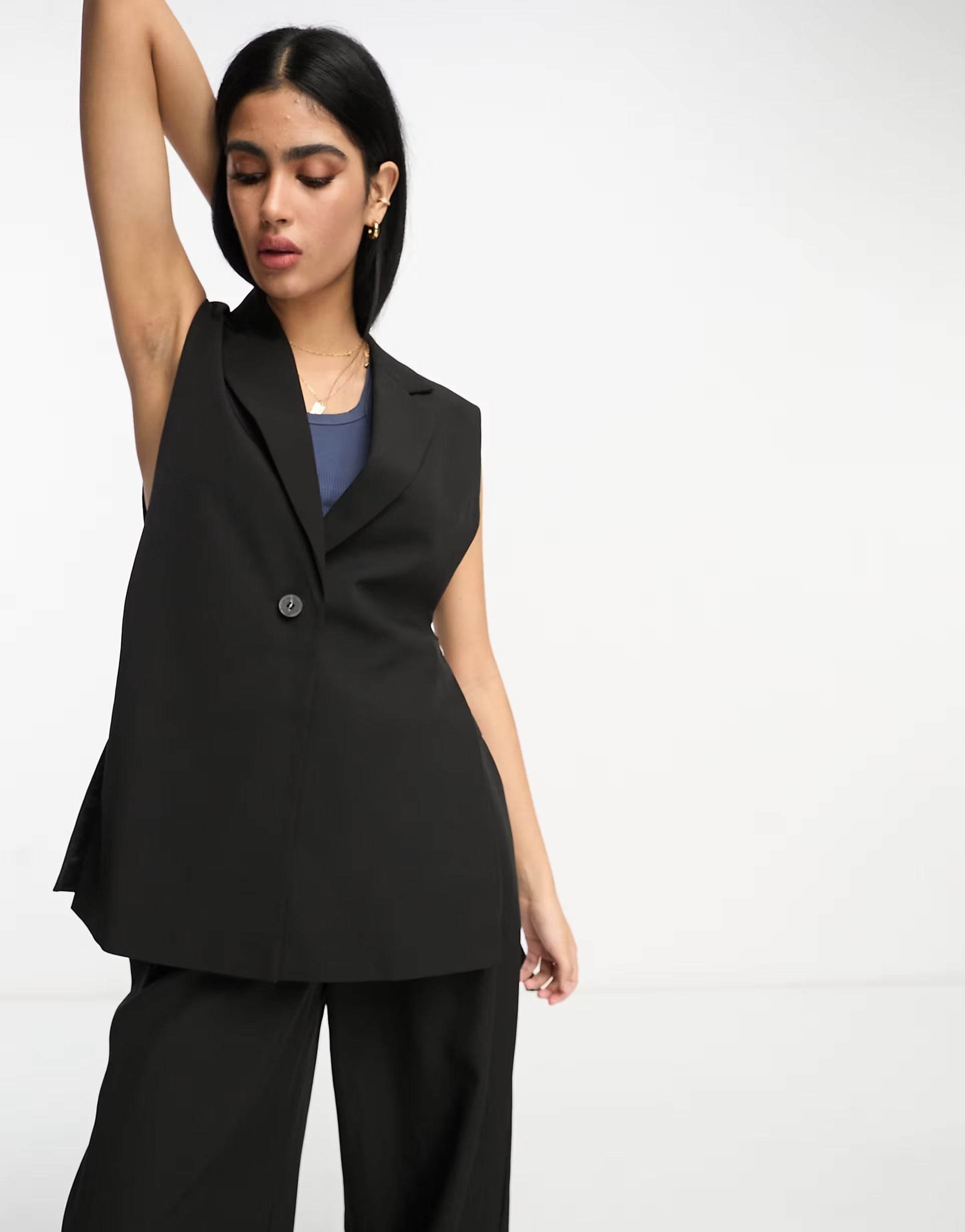 Miss Selfridge sleeveless oversized blazer with side splits - part of a set | ASOS (Global)