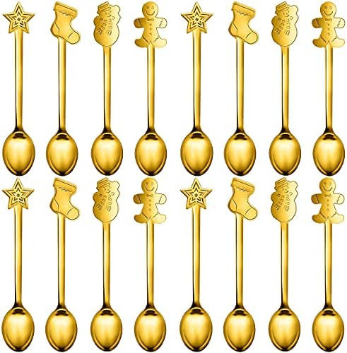 16 Pieces Christmas Spoon for coffee Creative Stainless Steel Stirring Spoon Bulk for Soup Desser... | Amazon (US)