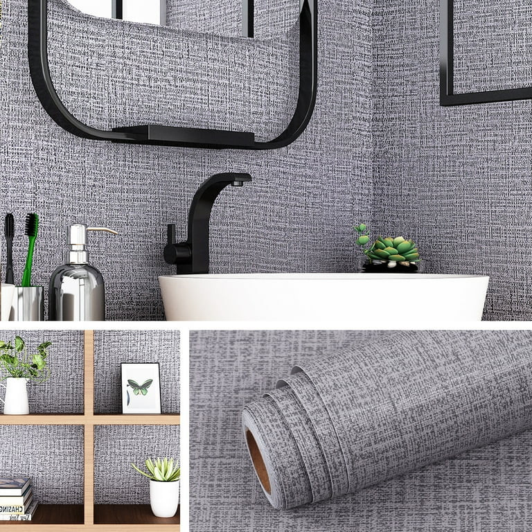 Livelynine Grey Peel and Stick Wallpaper for Bedroom Wall Living Room Grasscloth Contact Paper Se... | Walmart (US)