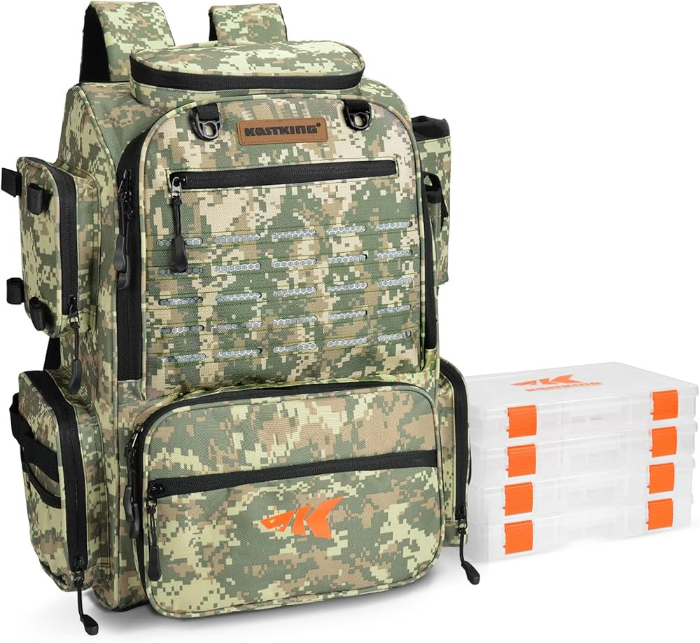 KastKing Bait Boss Fishing Tackle Backpack with Rod Holders-4 Tackle Boxes-Rain Cover,43L Large S... | Amazon (US)