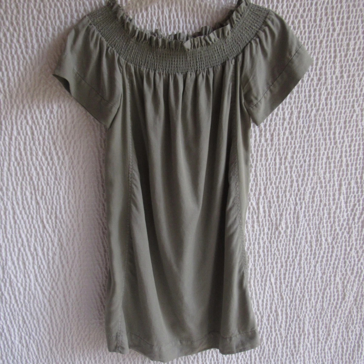 Vineyard Vines Off The Shoulder Dress M Garment Dyed Madison  $138 Green | eBay US