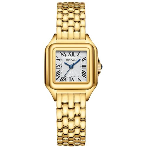 BOFAN Small Gold Watches for Women Easy Reader Ladies Quartz Wrist Watch with Gold Stainless Steel Band,Roman Dial,Water Resistant,Bracelet Adjuster Included | Amazon (US)
