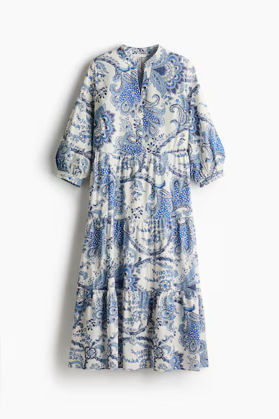 H & M - Tiered Midi Dress - Blue | H&M (US + CA)