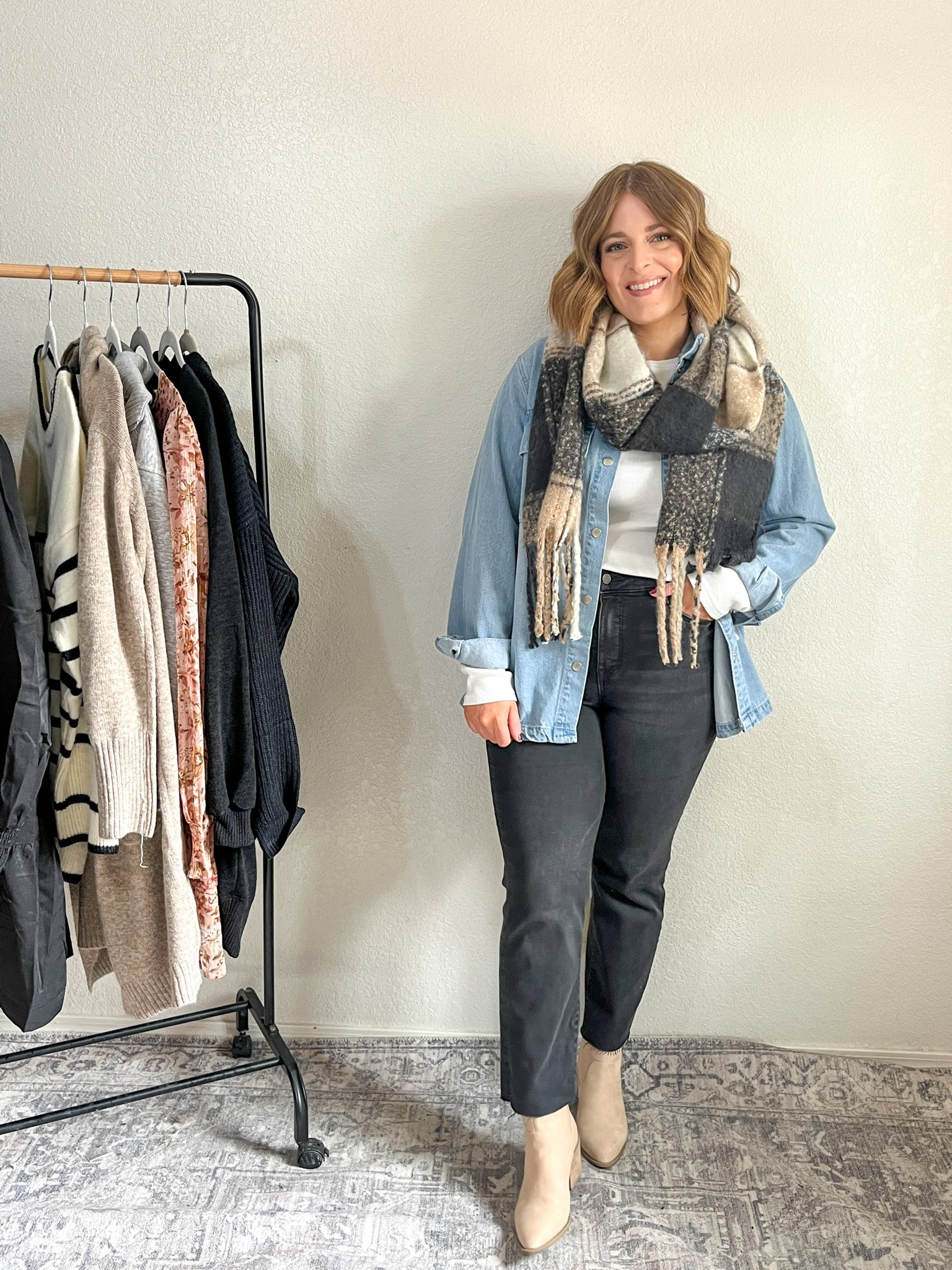 Winter Layers Outfit Idea// long sleeve tee + denim shacket + scarf 

Denim shacket L
Ribbed long sleeve tee L
Jeans tts

#LTKmidsize #LTKstyletip #LTKfindsunder50