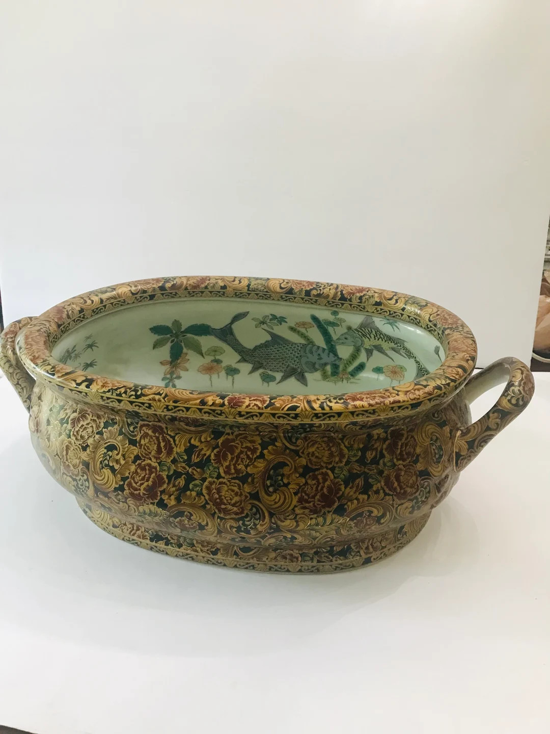 Oriental Floral Coy Fish Foot bath/Oriental planter/ Home Decor | Etsy (US)
