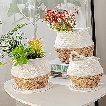 Jookeepoe 3 Pcs Seagrass Planter Basket for Indoor,Hand Woven Basket Planter,Natural Plant Basket... | Amazon (US)
