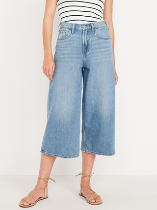 High-Waisted Baggy Wide-Leg Culotte Jeans | Old Navy | Old Navy (US)