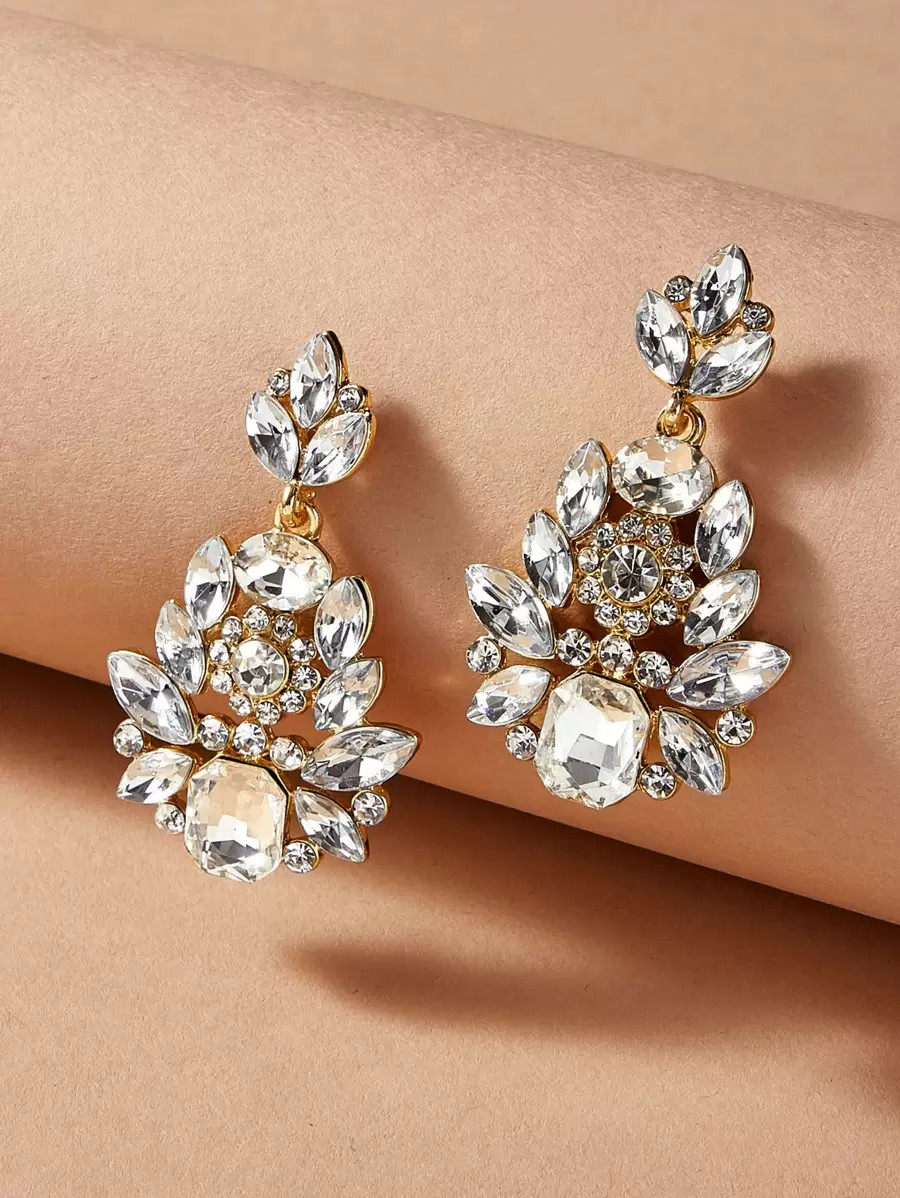 imoli 1pair Waterdrop Gemstone Decor Dangle Earrings | SHEIN