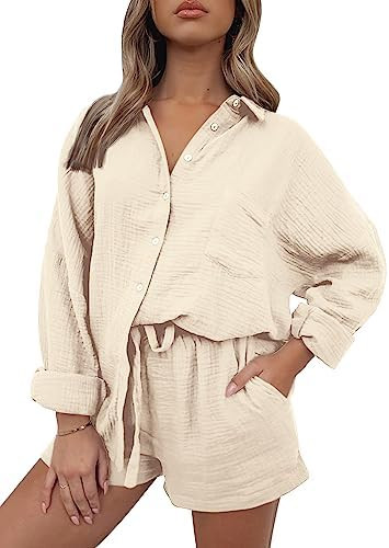 Trendy Queen Two Piece Sets For Women Summer Short Sets Beach Vcation Lounge Pajama 2 Piece Sprin... | Amazon (US)
