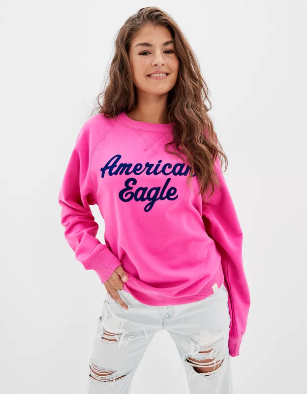 AE Oversized Crew Neck Graphic Sweatshirt | American Eagle Outfitters (US & CA)