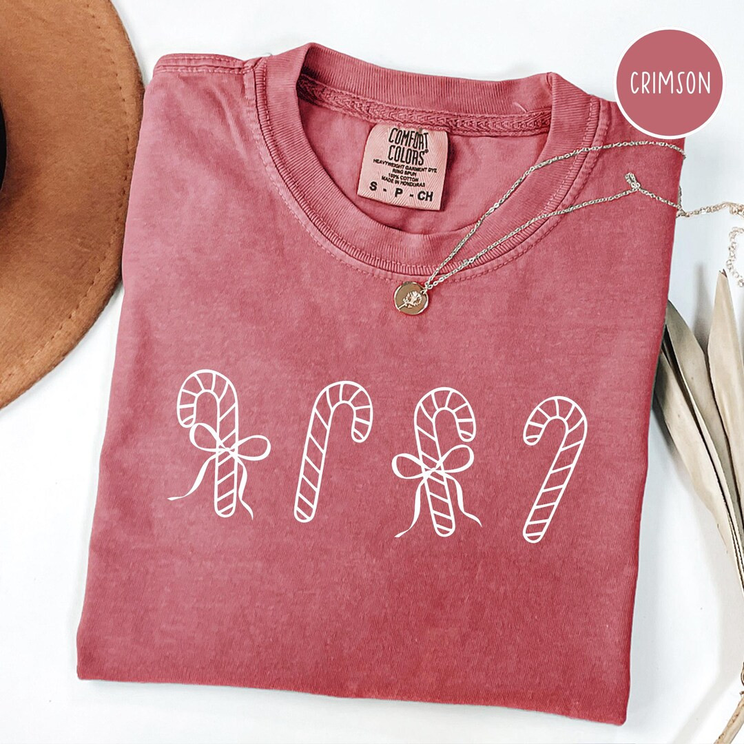 Comfort Colors Candy Cane Christmas Shirt: Coquette Holiday Tee - Etsy | Etsy (US)