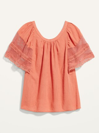 Crochet Flutter-Sleeve Swing Top for Women | Old Navy (US)