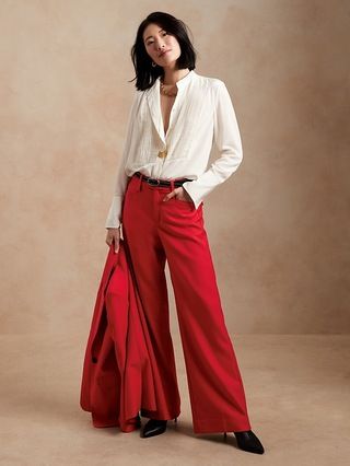 High-Rise Wide-Leg Italian Wool Pant | Banana Republic (US)