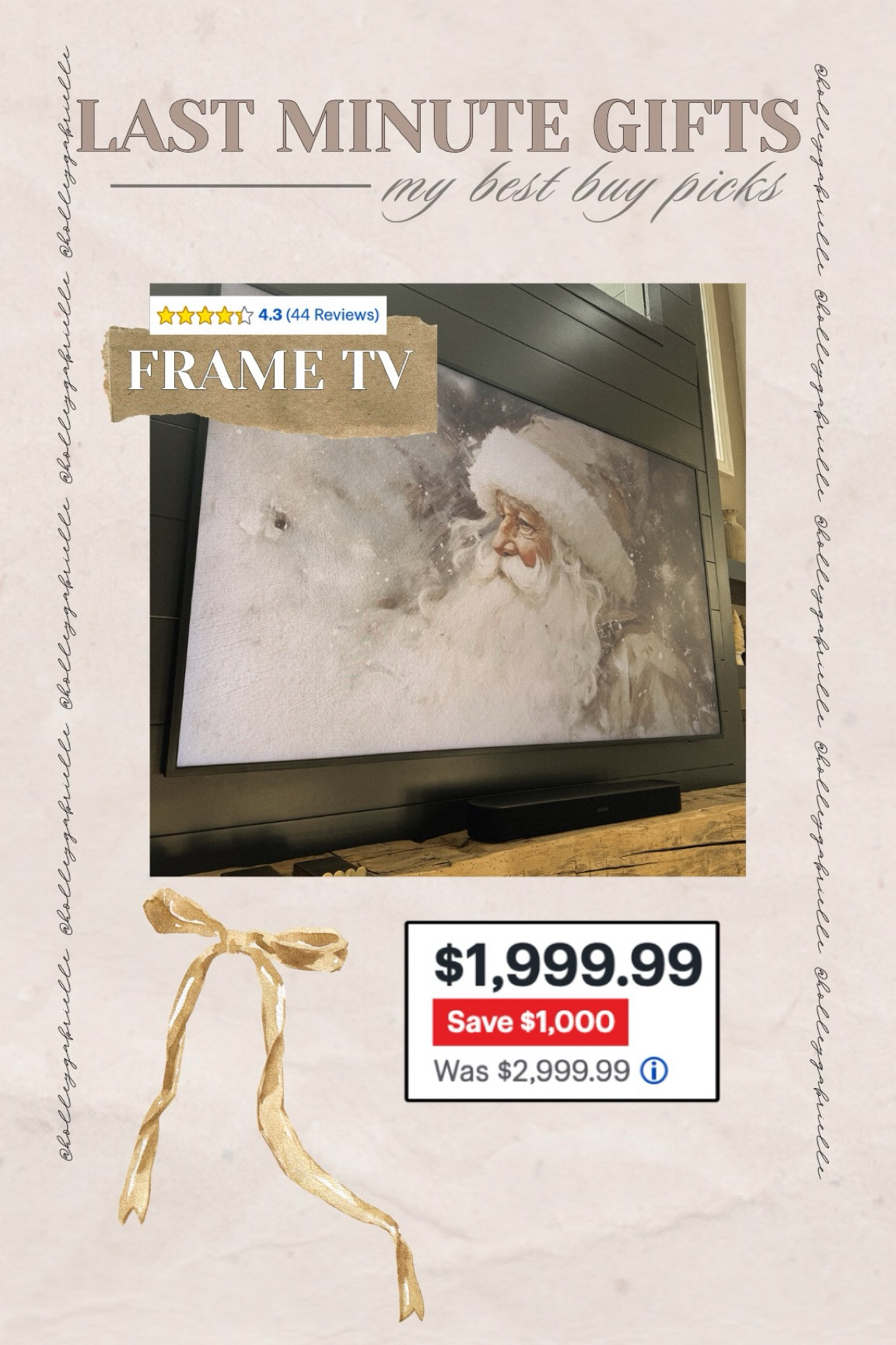 Some of my fave last minute gift ideas from @bestbuy for the holidays still on sale 🤎✨🎁 we love our frame TV! This is the 75” & we have a 65” in our bedroom + family room upstairs! Worth the splurge for us! #bestbuypartner 

Gift guide / Samsung / frame tv / for him / for her / Best Buy / Christmas shopping / Holley Gabrielle 

#LTKGiftGuide #LTKSaleAlert #LTKHoliday