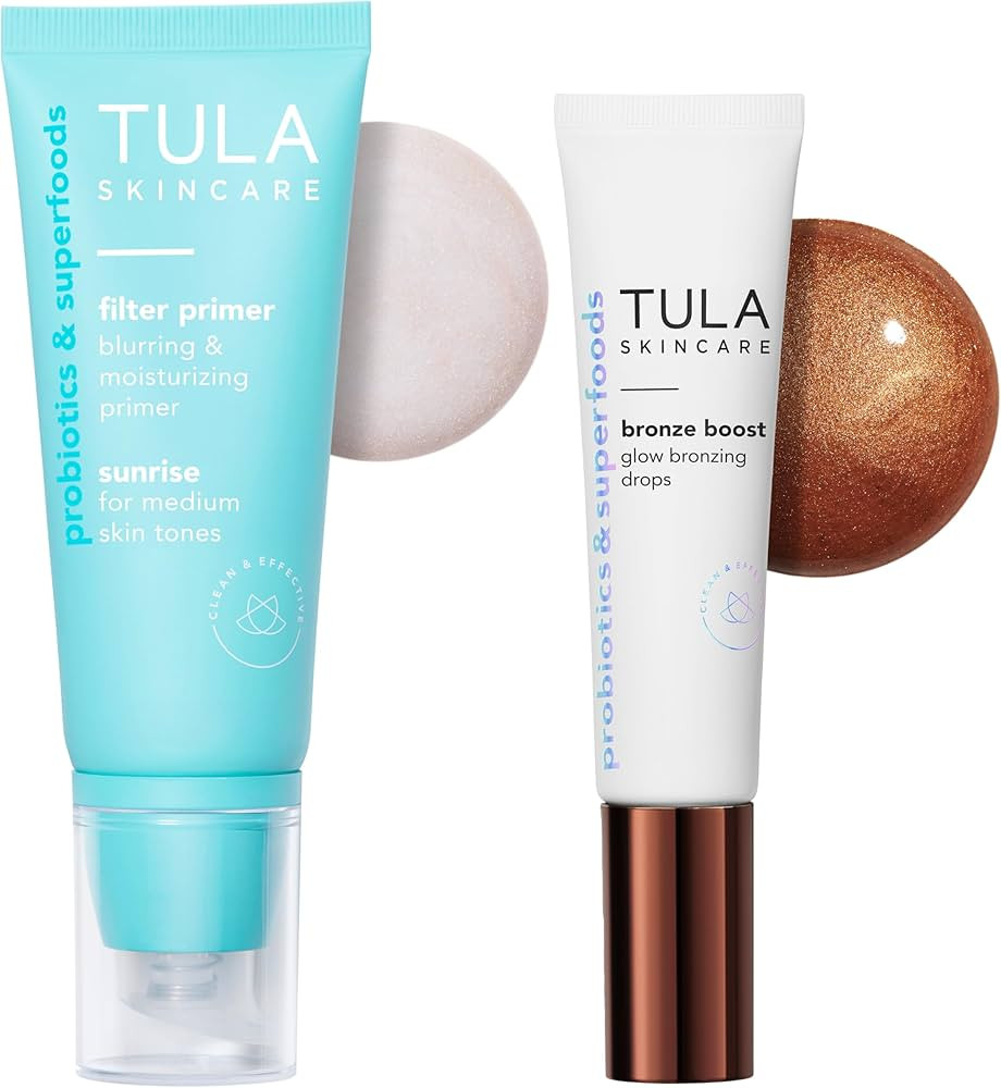 TULA Skin Care Face Filter Blurring and Moisturizing Primer, 1fl oz + Bronze Boost Glow Bronzing ... | Amazon (US)