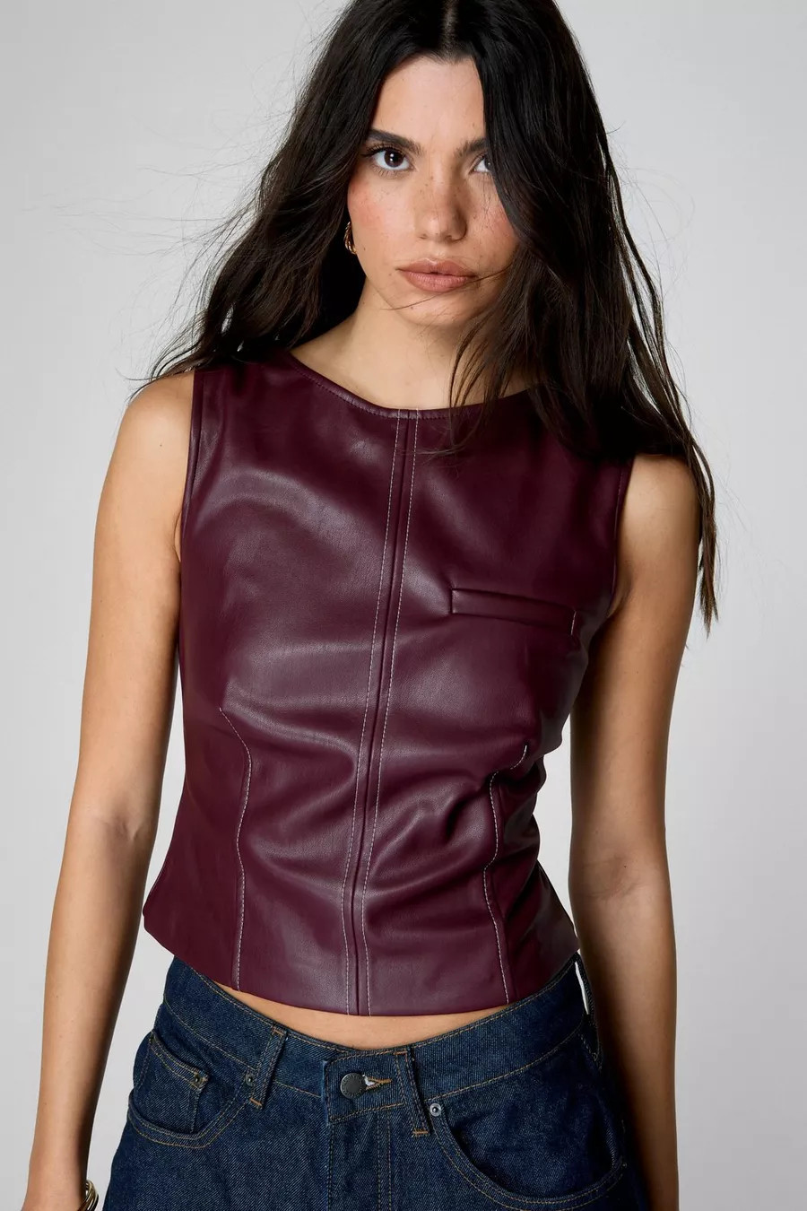 Faux Leather Structured Top | Nasty Gal US