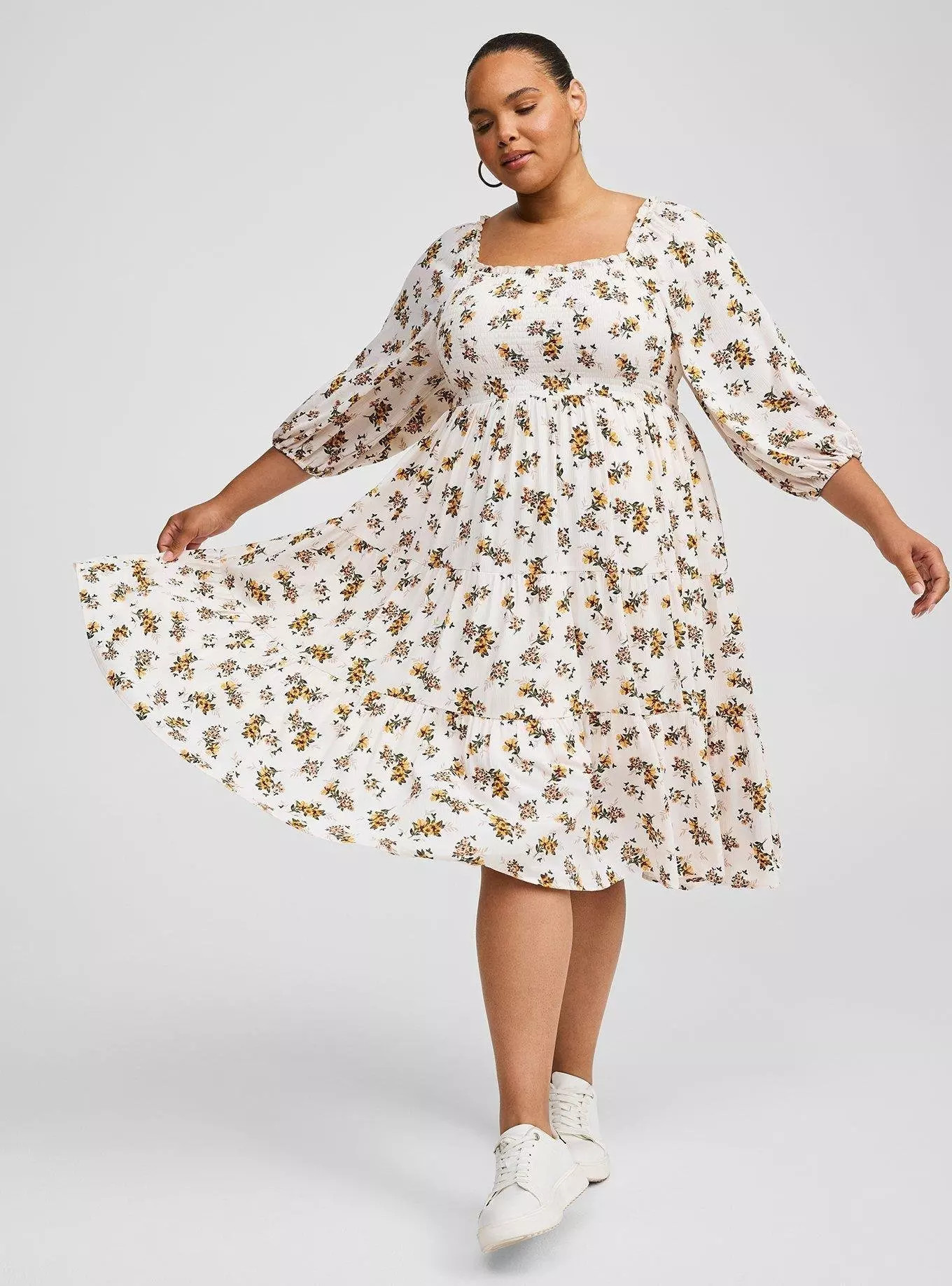 Midi Gauze 3/4 Length Sleeve Dress | Torrid (US & Canada)