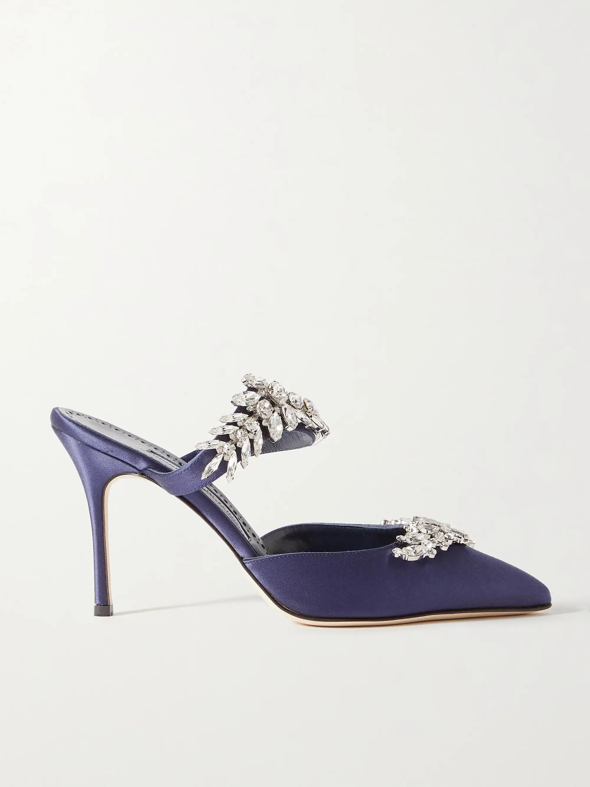 Lurum 90 crystal-embellished satin mules | NET-A-PORTER (US)