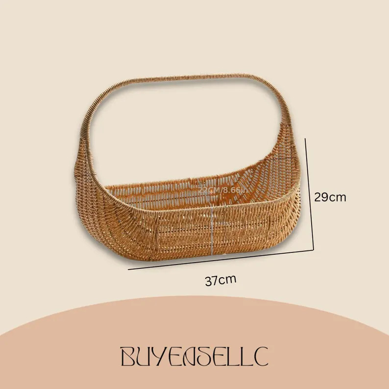 Handwoven Bread Basket and Fruit Tray – Natural Rattan Rustic Style Serving Basket for Bread, F... | Etsy (US)