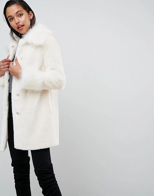 ASOS All Over Faux Fur Coat with Statement Sleeve | ASOS UK