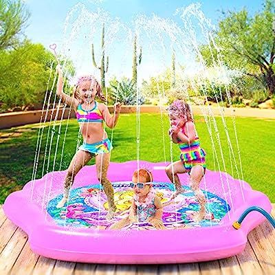 PRINCESSEA Splash Pad for Girls, XL 78" Outdoor Mermaid Children’s Water Pad, Wading Pool & Spr... | Amazon (US)